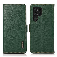 Coque Portefeuille Livre Cuir Etui Clapet B03H pour Samsung Galaxy S21 Ultra 5G Vert