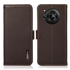 Coque Portefeuille Livre Cuir Etui Clapet B03H pour Sharp Aquos R7 Marron