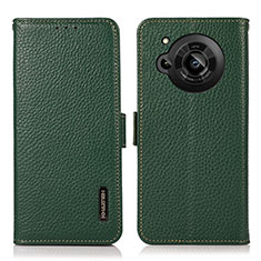 Coque Portefeuille Livre Cuir Etui Clapet B03H pour Sharp Aquos R7 Vert