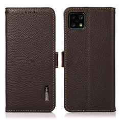 Coque Portefeuille Livre Cuir Etui Clapet B03H pour Sharp Aquos Sense4 Basic Marron