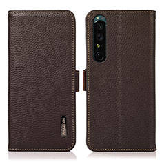 Coque Portefeuille Livre Cuir Etui Clapet B03H pour Sony Xperia 1 IV SO-51C Marron