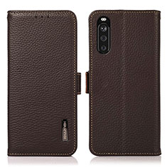 Coque Portefeuille Livre Cuir Etui Clapet B03H pour Sony Xperia 10 III SO-52B Marron