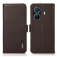 Coque Portefeuille Livre Cuir Etui Clapet B03H pour Vivo T1 5G Marron