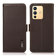 Coque Portefeuille Livre Cuir Etui Clapet B03H pour Vivo V23 5G Marron