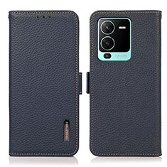 Coque Portefeuille Livre Cuir Etui Clapet B03H pour Vivo V25 Pro 5G Bleu