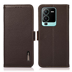 Coque Portefeuille Livre Cuir Etui Clapet B03H pour Vivo V25 Pro 5G Marron