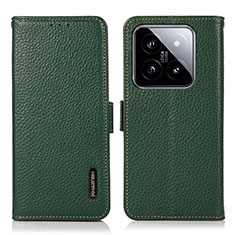 Coque Portefeuille Livre Cuir Etui Clapet B03H pour Xiaomi Mi 14 5G Vert