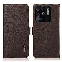 Coque Portefeuille Livre Cuir Etui Clapet B03H pour Xiaomi Redmi 10C 4G Marron