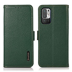 Coque Portefeuille Livre Cuir Etui Clapet B03H pour Xiaomi Redmi Note 10T 5G Vert