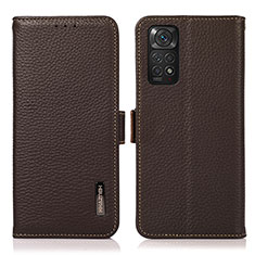 Coque Portefeuille Livre Cuir Etui Clapet B03H pour Xiaomi Redmi Note 11S 4G Marron