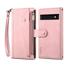 Coque Portefeuille Livre Cuir Etui Clapet B03S pour Google Pixel 6 Pro 5G Or Rose