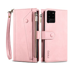 Coque Portefeuille Livre Cuir Etui Clapet B03S pour Samsung Galaxy S20 Ultra 5G Or Rose