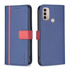 Coque Portefeuille Livre Cuir Etui Clapet B04F pour Motorola Moto E20 Bleu