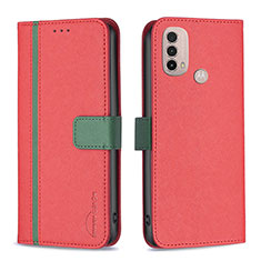 Coque Portefeuille Livre Cuir Etui Clapet B04F pour Motorola Moto E20 Rouge