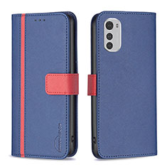 Coque Portefeuille Livre Cuir Etui Clapet B04F pour Motorola Moto E32 Bleu