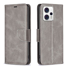 Coque Portefeuille Livre Cuir Etui Clapet B04F pour Motorola Moto G13 Gris