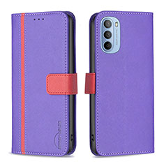 Coque Portefeuille Livre Cuir Etui Clapet B04F pour Motorola Moto G41 Violet