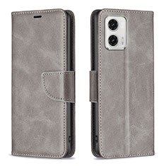 Coque Portefeuille Livre Cuir Etui Clapet B04F pour Motorola Moto G73 5G Gris