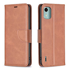 Coque Portefeuille Livre Cuir Etui Clapet B04F pour Nokia C12 Marron