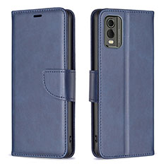 Coque Portefeuille Livre Cuir Etui Clapet B04F pour Nokia C210 Bleu