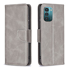 Coque Portefeuille Livre Cuir Etui Clapet B04F pour Nokia G11 Gris