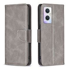 Coque Portefeuille Livre Cuir Etui Clapet B04F pour Oppo A96 5G Gris