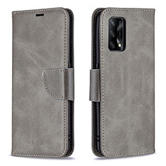 Coque Portefeuille Livre Cuir Etui Clapet B04F pour Oppo F19 Gris