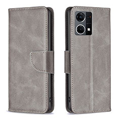 Coque Portefeuille Livre Cuir Etui Clapet B04F pour Oppo F21 Pro 4G Gris