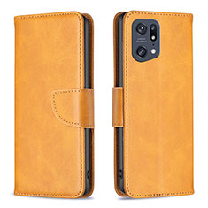 Coque Portefeuille Livre Cuir Etui Clapet B04F pour Oppo Find X5 Pro 5G Brun Clair