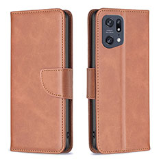 Coque Portefeuille Livre Cuir Etui Clapet B04F pour Oppo Find X5 Pro 5G Marron