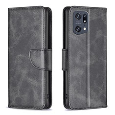 Coque Portefeuille Livre Cuir Etui Clapet B04F pour Oppo Find X5 Pro 5G Noir