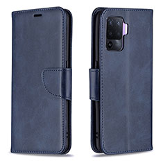 Coque Portefeuille Livre Cuir Etui Clapet B04F pour Oppo Reno5 F Bleu