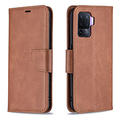 Coque Portefeuille Livre Cuir Etui Clapet B04F pour Oppo Reno5 F Marron