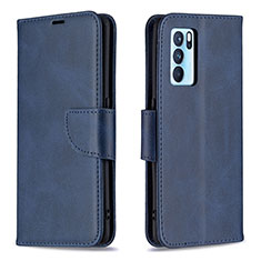 Coque Portefeuille Livre Cuir Etui Clapet B04F pour Oppo Reno6 Pro 5G India Bleu