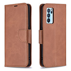 Coque Portefeuille Livre Cuir Etui Clapet B04F pour Oppo Reno6 Pro 5G India Marron