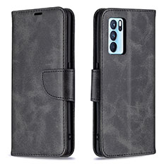 Coque Portefeuille Livre Cuir Etui Clapet B04F pour Oppo Reno6 Pro 5G India Noir