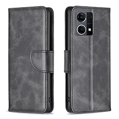 Coque Portefeuille Livre Cuir Etui Clapet B04F pour Oppo Reno7 4G Noir