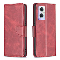 Coque Portefeuille Livre Cuir Etui Clapet B04F pour Oppo Reno8 Z 5G Rouge