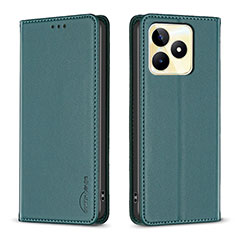 Coque Portefeuille Livre Cuir Etui Clapet B04F pour Realme C51 Vert