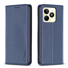 Coque Portefeuille Livre Cuir Etui Clapet B04F pour Realme C53 India Bleu