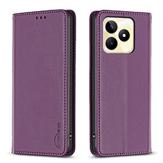 Coque Portefeuille Livre Cuir Etui Clapet B04F pour Realme C67 Violet