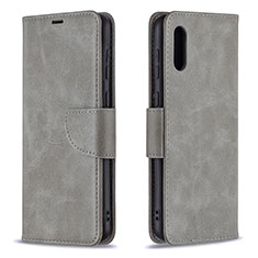 Coque Portefeuille Livre Cuir Etui Clapet B04F pour Samsung Galaxy M02 Gris