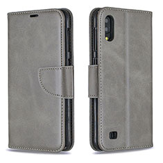 Coque Portefeuille Livre Cuir Etui Clapet B04F pour Samsung Galaxy M10 Gris