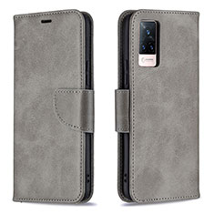 Coque Portefeuille Livre Cuir Etui Clapet B04F pour Vivo V21 5G Gris