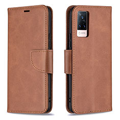 Coque Portefeuille Livre Cuir Etui Clapet B04F pour Vivo V21 5G Marron