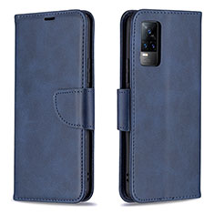 Coque Portefeuille Livre Cuir Etui Clapet B04F pour Vivo V21e 4G Bleu