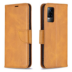 Coque Portefeuille Livre Cuir Etui Clapet B04F pour Vivo V21e 4G Brun Clair