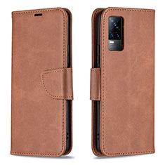 Coque Portefeuille Livre Cuir Etui Clapet B04F pour Vivo V21e 4G Marron