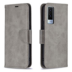 Coque Portefeuille Livre Cuir Etui Clapet B04F pour Vivo V21e 5G Gris