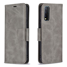 Coque Portefeuille Livre Cuir Etui Clapet B04F pour Vivo Y12G Gris